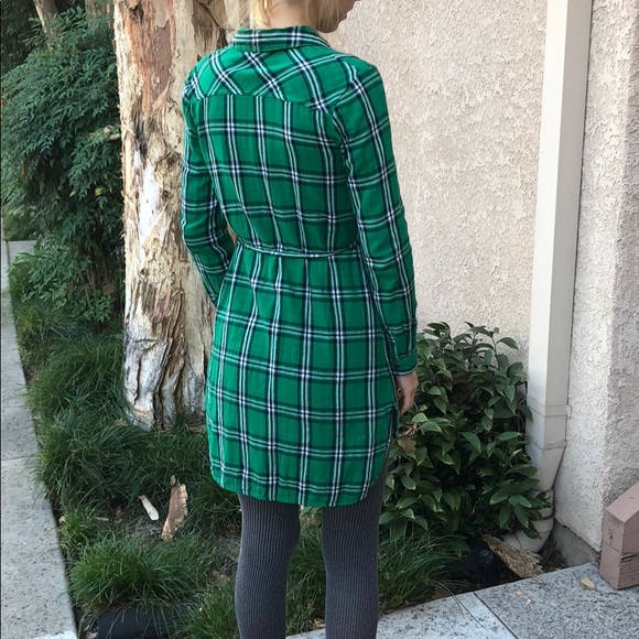 Merona Kelly Green Plaid Hi Low Tie Dress - Picture 4 of 6
